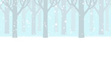 Noel arkaplanı. Kış ormanına kar yağıyor. Kış Noel arkaplanı, Mutlu Noeller ve yeni yıl tatili. 4K canlandırması