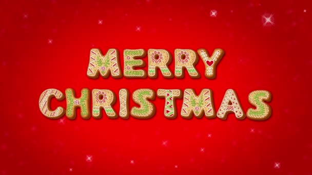 メリークリスマスジンジャーブレッドクッキーとアニメーションテキストバナー ボケーライトと雪の降る冬のクリスマスの背景 メリークリスマスとお正月 4Kアニメーション — ストック動画
