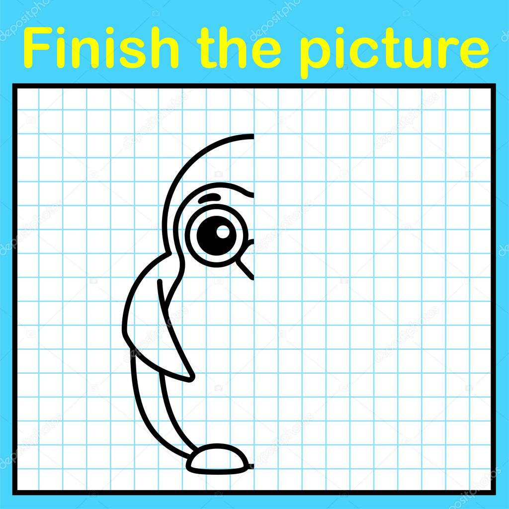 Complement the penguin with a symmetrical picture and paint it. A simple drawing game for kids education