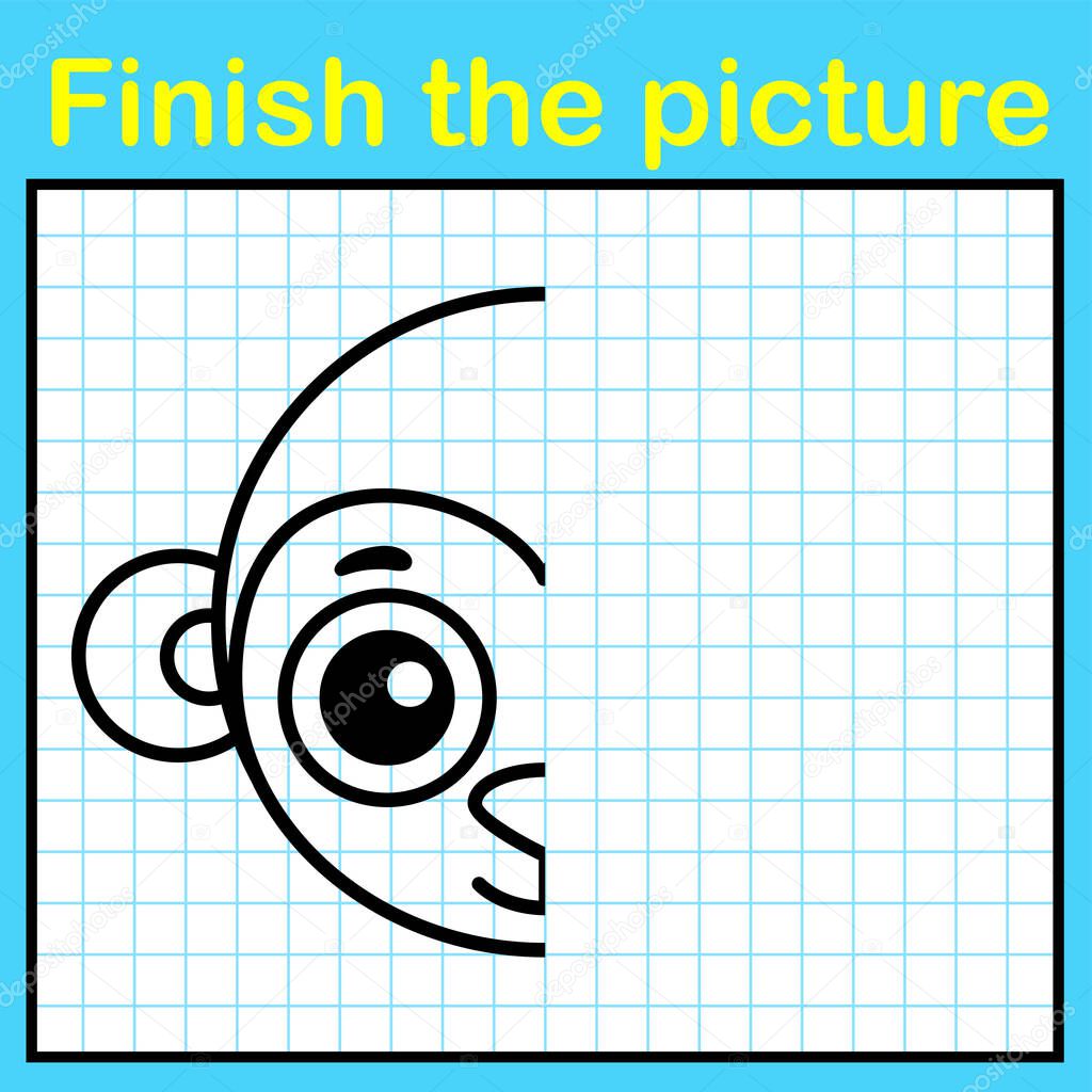 Complement the monkey with a symmetrical picture and paint it. A simple drawing game for kids education