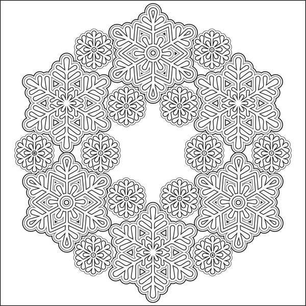 Вінок Сніжинка Векторна Розмальовка Дорослих — стоковий вектор