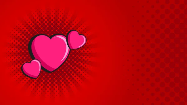 Retro Pop Art Tło Walentynki Tło Linii Promieniowych Kropki Symbolem — Wektor stockowy