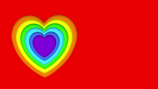 Animated Lgbt Community Valentines Day Animated Hearts Symbol Silhouette Paper — Vídeo de Stock