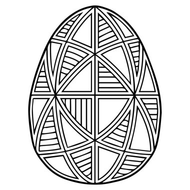 Yetişkin boyası için vektör boyama kitabı sayfası. Beyaz arka planda siyah bir paskalya yumurtası.