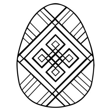 Yetişkin boyası için paskalya yumurtası boyama kitabı. Beyaz arkaplanda siyah simge geometrik desen