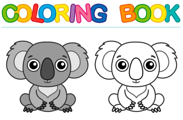 Página Para Colorear Divertido Koala Sonriente Libro Educativo Trazado Para — Vector de stock