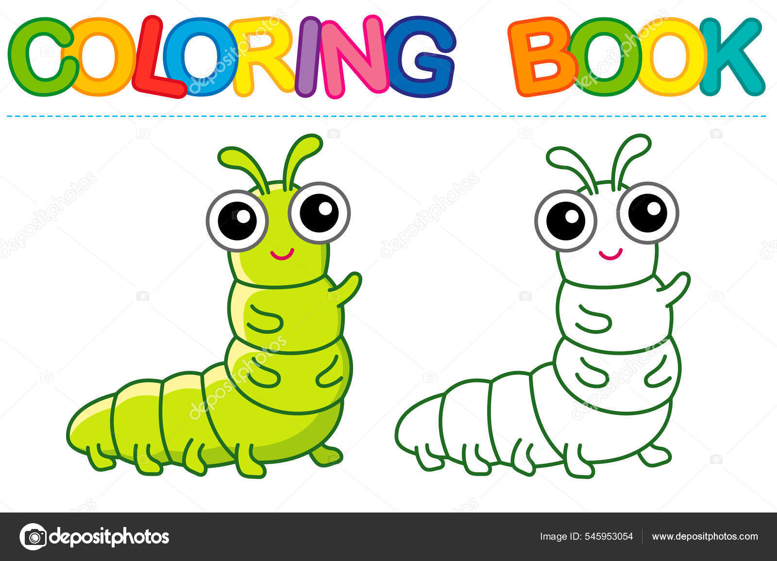 面白い毛虫だ 漫画風の彩色虫 ストックベクター ©natasha-tpr 545953054
