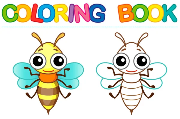 Legrační Včela Zbarvení Hmyzu Kresleném Stylu — Stockový vektor