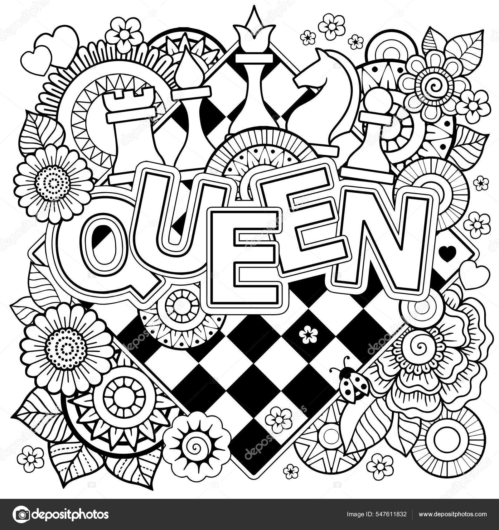 Páginas para colorir da rainha do xadrez - páginas para colorir