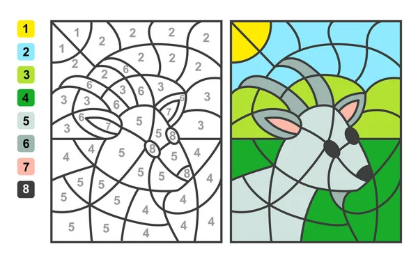 Colorir por números. jogo de puzzle para a educação infantil. números e  cores para desenhar e aprender matemática. vegetais de vetor