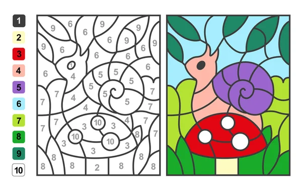 Colorir por números. jogo de puzzle para a educação infantil. números e  cores para desenhar e aprender matemática. frutas de vetor