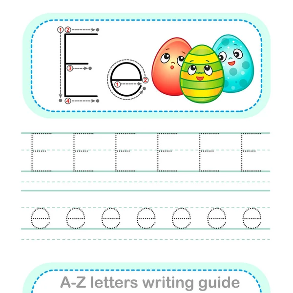 Letter Writing Guide Arbeitsblatt Nachverfolgen Von Buchstaben Groß Und Kleinschreibung — Stockvektor