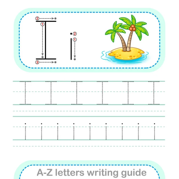 Letter Writing Guide Arbeitsblatt Nachverfolgen Von Buchstaben Groß Und Kleinbuchstaben — Stockvektor