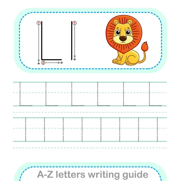 Letter Writing Guide Arbeitsblatt Buchstaben Groß Und Kleinbuchstaben Englisches Alphabet — Stockvektor