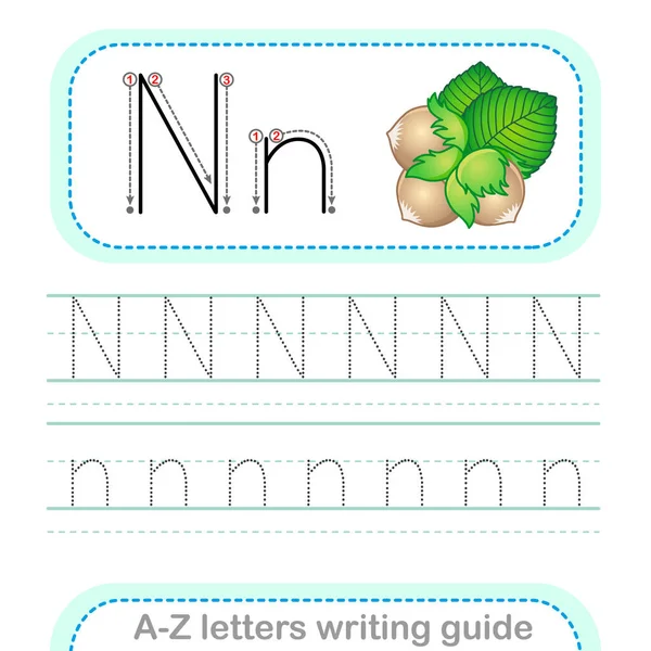 편지쓰기 가이드 Worksheet Tracing Letters Uppercase Lowercase English Alphabet — 스톡 벡터