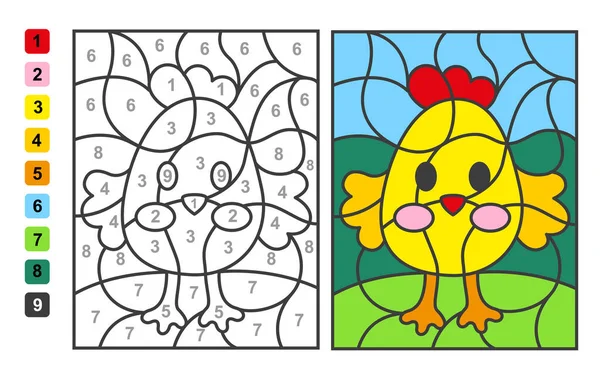 Color Por Números Caza Huevos Pascua Puzzle Juego Para Educación — Vector de stock