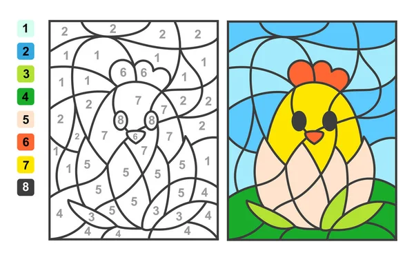 Color Por Números Caza Huevos Pascua Puzzle Juego Para Educación — Vector de stock