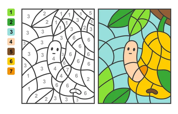 梨子里的虫子是用数字表示的颜色 儿童教育 绘图和学习数学的益智游戏 — 图库矢量图片