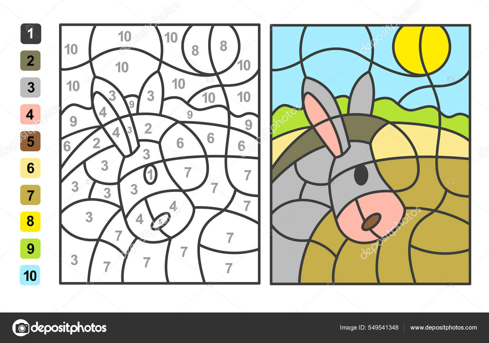 Colorir por números. jogo de puzzle para a educação infantil