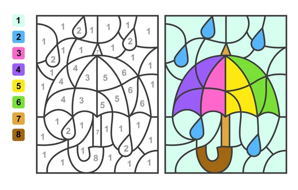 Colorir por números. jogo de puzzle para a educação infantil. números e  cores para desenhar e aprender matemática. flores de vetor