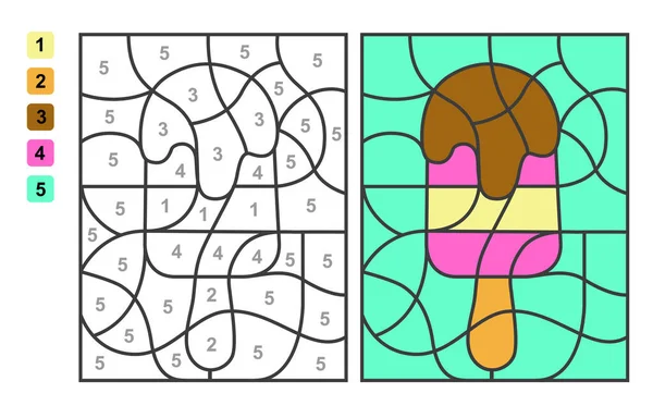 Colorir por números. jogo de puzzle para a educação infantil. números e  cores para desenhar e aprender matemática. vegetais de vetor