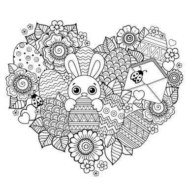 Mutlu Paskalyalar. Siyah beyaz paskalya yumurtalarının vektör seti. Yetişkinler için boyama kitabı