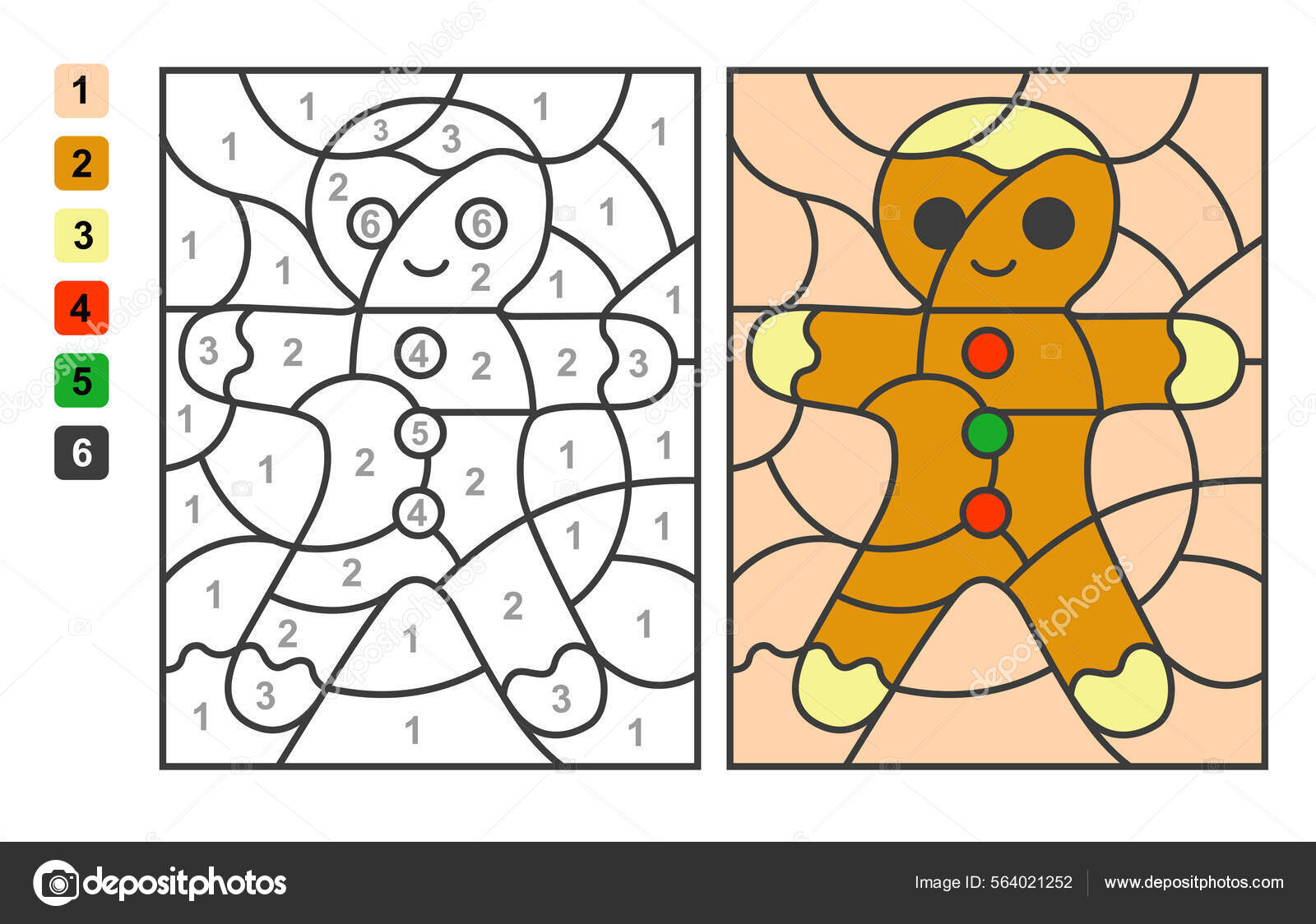 Colorir por números. jogo de puzzle para a educação infantil. números e  cores para desenhar e aprender matemática. frutas de vetor