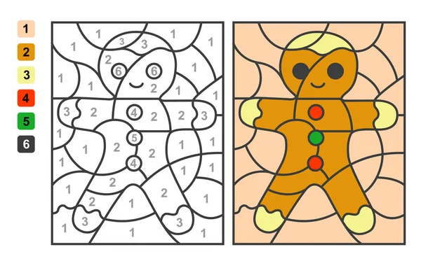 用数字表示颜色 儿童教育 绘图和学习数学的益智游戏 — 图库矢量图片