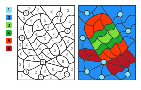 Colorir por números. jogo de puzzle para a educação infantil. números e  cores para desenhar e aprender matemática. frutas de vetor