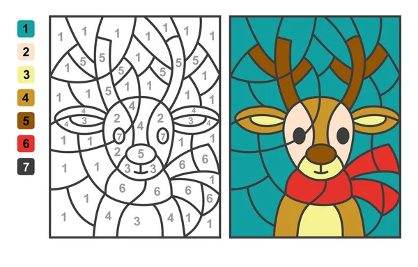 Color Por Números Puzzle Juego Para Niños Educación Dibujo Aprendizaje — Vector de stock