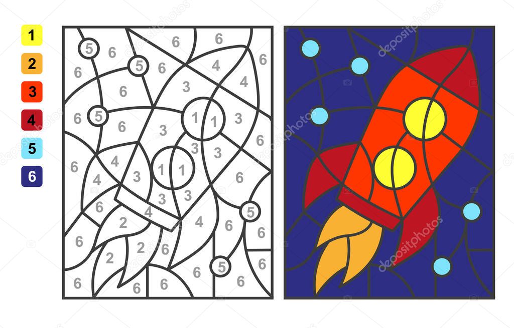 Coloring page Color by numbers. Puzzle game for children education and activities