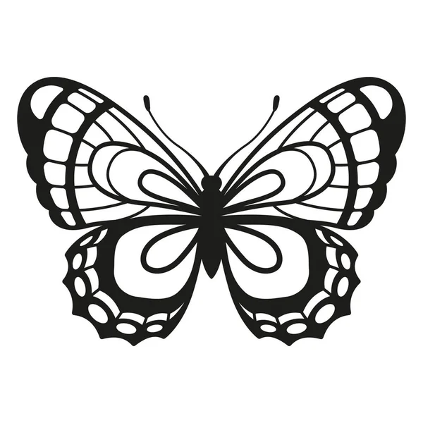 Siyah siluet zarif kelebek beyaz arka planda izole.