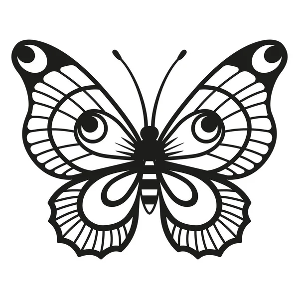 Siyah siluet zarif kelebek beyaz arka planda izole.