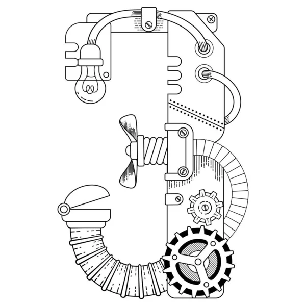 Vector Coloring Book Adults Steampunk Cyrillic Letter Mechanical Alphabet Made — Image vectorielle