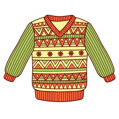 Knitted winter clothes, vector flat illustration