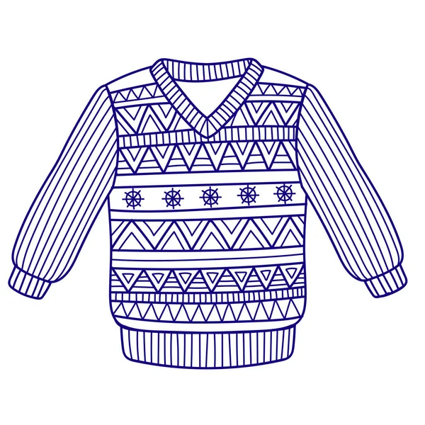 Stickade Vinterkläder Vektor Platt Illustration Vinter Färgläggning Sida För Barn — Stock vektor
