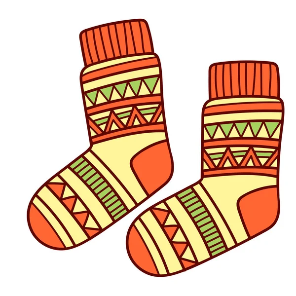 Knitted Winter Clothes Vector Flat Illustration Winter Coloring Page Kids — Stockvector