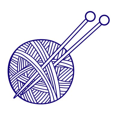 Karalama tarzında boyama yapan çocuklar için vektör düz çizim. Örgü örmek ve örmek için iplik yumağı.