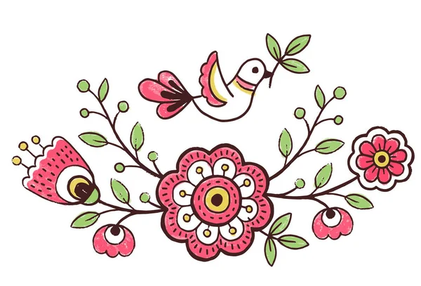 Vector Pattern Design Styles Ukrainian Folk Traditional Embroidery Flowers Elements — Stock Vector