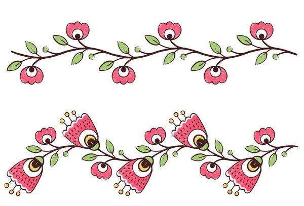 矢量图案设计采用乌克兰民间传统绣花风格 维吉特花元素和叶子 — 图库矢量图片