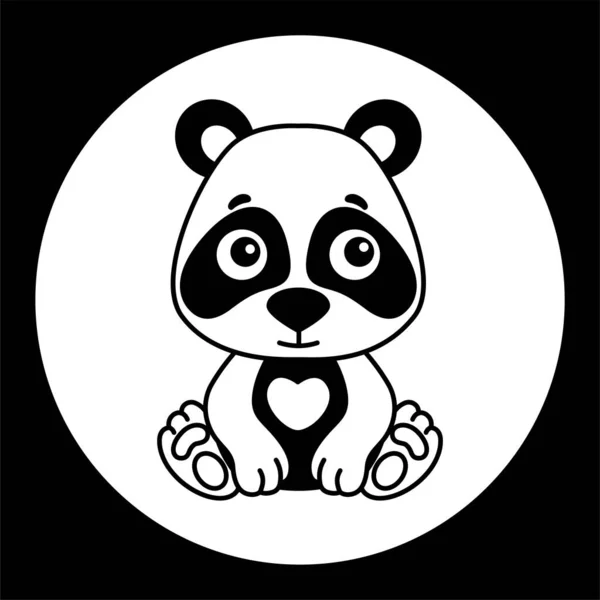 Černá Bílá Šablona Legrační Panda Silueta Ilustrace Pro Novorozenecký Mateřský — Stockový vektor