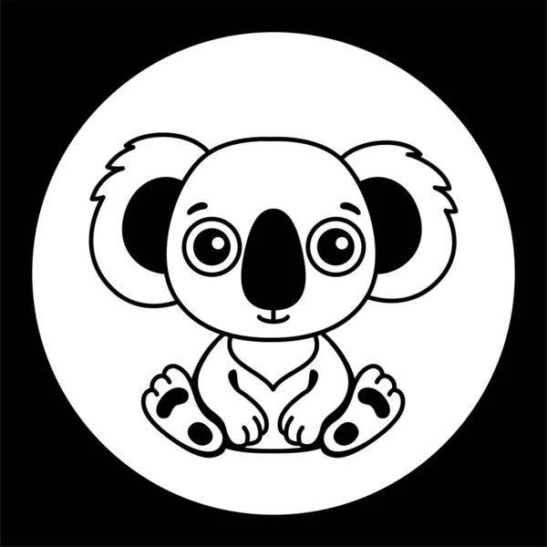 Černá Bílá Šablona Legrační Koala Silueta Ilustrace Pro Novorozenecký Mateřský — Stockový vektor