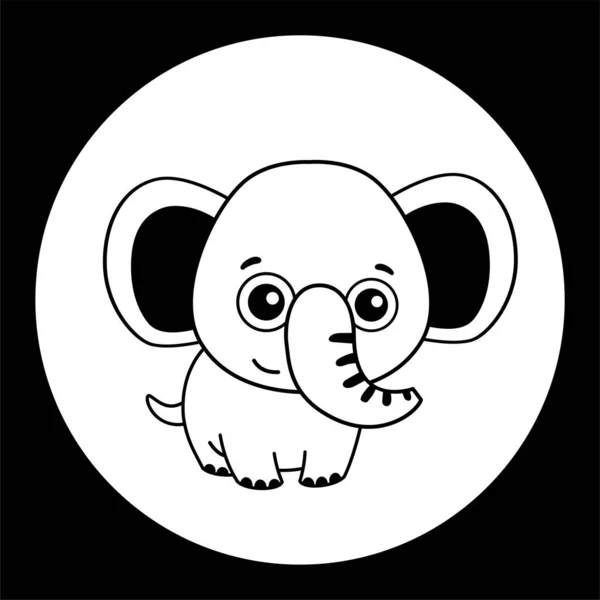 Black White Template Funny Elephant Silhouette Illustration Newborn Nursery Design — Stock Vector