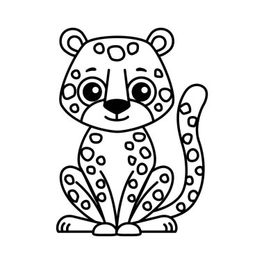 Çocuk boyama kitabı için boyama hayvanı. Çizgi film tarzında komik leopar.