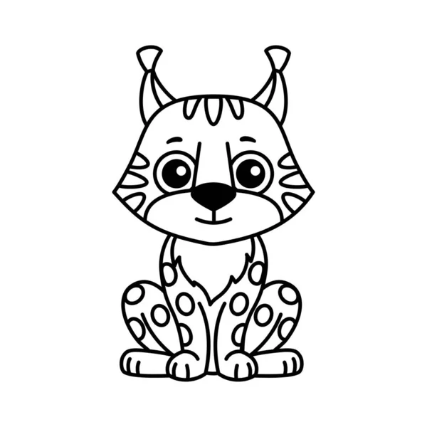 Animal Forêt Drôle Coloriage Lynx Dans Style Dessin Animé — Image vectorielle