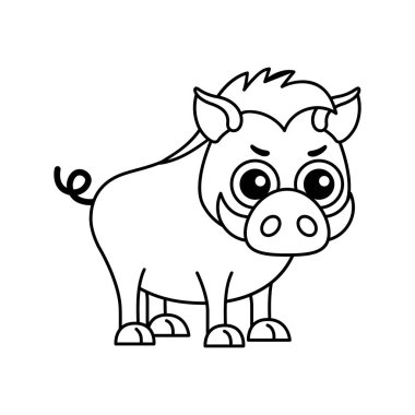 Komik orman hayvanı. Çizgi film tarzında boyanmış domuz.