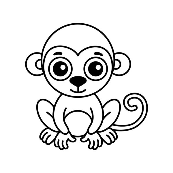 Coloring Animal Children Coloring Book Funny Monkey Cartoon Style — Image vectorielle
