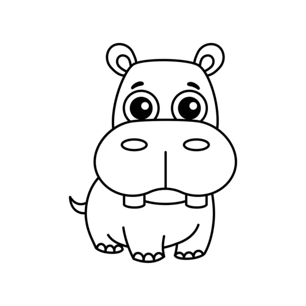 Coloring Animal Children Coloring Book Funny Hippo Cartoon Style — Stockový vektor