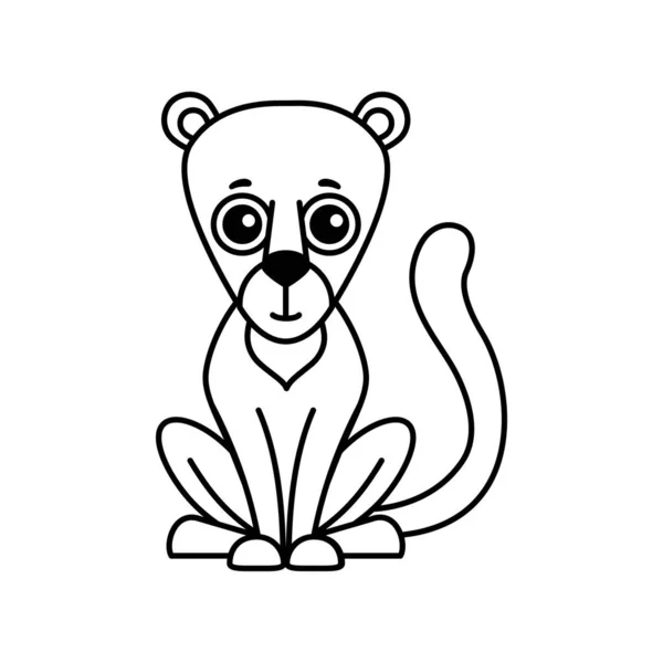 Coloring Animal Children Coloring Book Funny Puma Cartoon Style — Stockový vektor