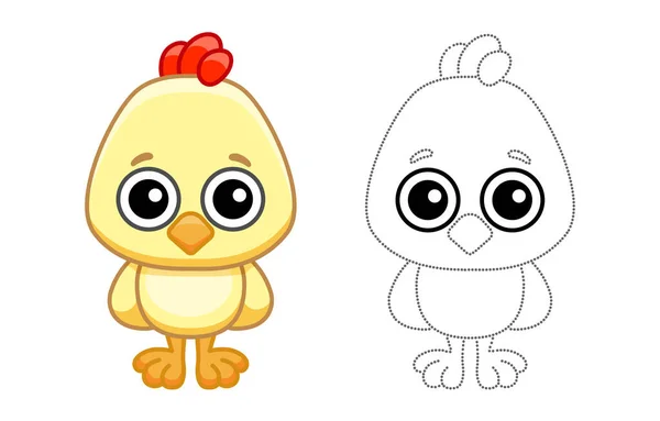 Coloring Farm Animal Children Coloring Book Funny Chicken Cartoon Style — Stockvektor